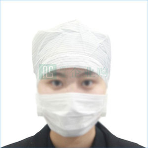 潔凈室護士帽 C102 均碼 白色 0.5mm條紋防靜電布 1頂