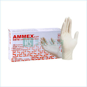 AMMEX/愛馬斯 一次性經濟型乳膠檢查手套 TLFCVMD42100 S 無粉麻面 新老包裝隨機發貨 1盒